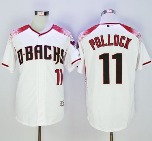 Diamondbacks #11 A. J. Pollock White/Brick New Cool Base Stitched MLB Jersey - Click Image to Close